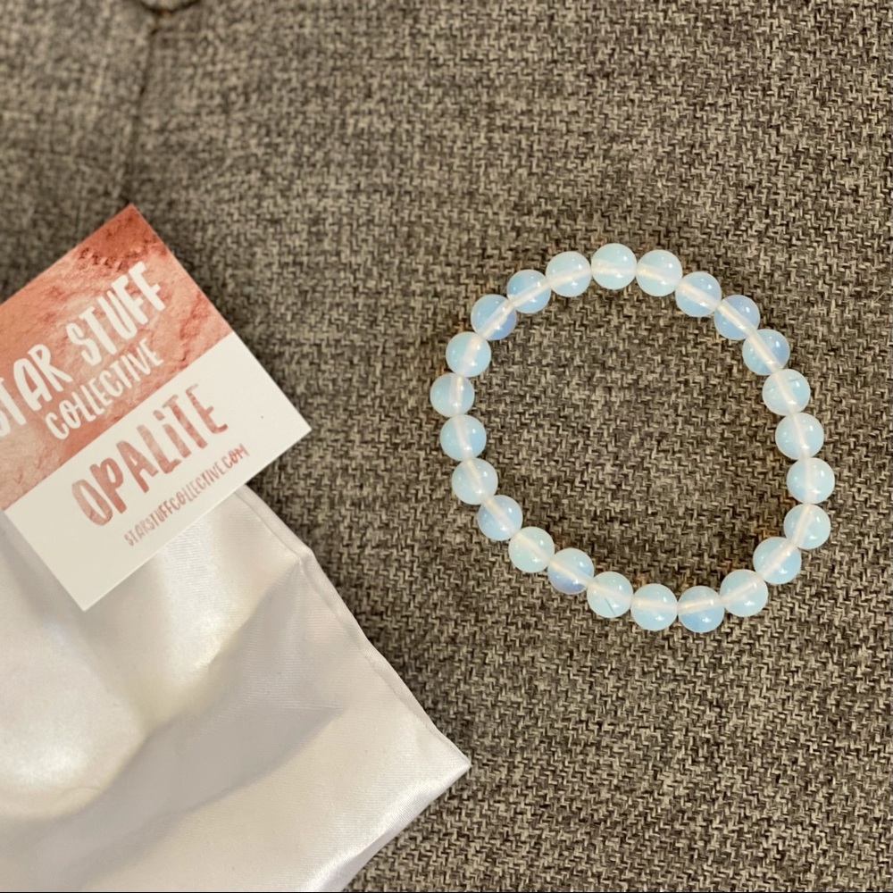 Stretchy gemstone bracelet ~ iridescent OPALITE